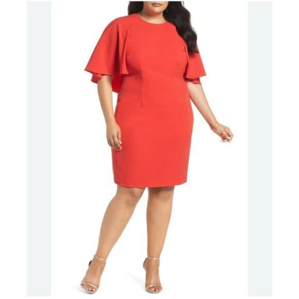 Eliza J Cape Sheath Dress Plus Size 20W Red Cocktail Dress Anthropologie